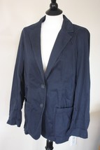 J. Jill S Navy Blue Two Button Blazer Jacket Cotton Stretch Oversized - £18.01 GBP