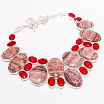 Royal Jasper Pink Rubellite Gemstone Handmade Gift Necklace Jewelry 18&#39;&#39; SA 5491 - £11.98 GBP
