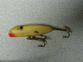 Wood Lure 4&quot; long vintage unmarked 2 triple hooks - £7.12 GBP