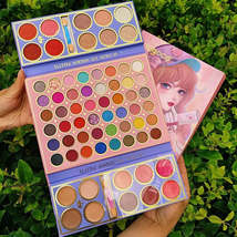 68 Colors 3 Pages Book Style Matte Eyeshadow Palette with Puff Sticks Shimmer Bl - £31.92 GBP