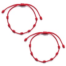 2Pcs 7 Knots Red String Bracelet for Protection  Good Luck Amulet for Su... - £9.21 GBP