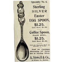 Stowell Silver Easter Egg Spoon 1894 Advertisement Victorian Sterling ADBN1ccc - £11.70 GBP