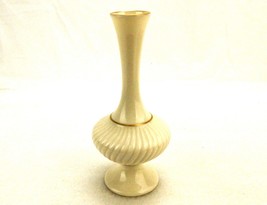 Lenox 7&quot; Ivory Bud Vase, Trumpet Neck, Swirl Belly, Pedestal Base, 14k G... - £11.50 GBP