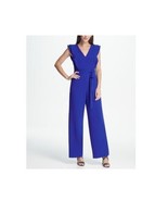 DKNY Womens 16 Royal Blue Ruffle Sleeves V Neck Wide Leg Jumpsuit NWT U82 - $63.69