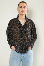 Isabel Marant Etoile Women&#39;s Pamias Black Floral Printed Blouse Tunic To... - $143.08
