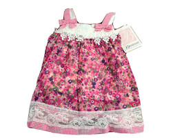 Bonnie Jeans Baby Girls Chiffon Pink White Floral Crochet Lace Lined Dress 18M - £15.81 GBP