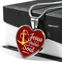 Jesus Is The Anchor To My Soul Hebrews Necklace Stainless Steel or 18k Gold Hea - £30.33 GBP+