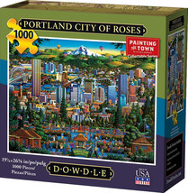 Portland City of Roses 1000 Piece Jigsaw Puzzle 19 x 26&quot; Dowdle Folk Art - £19.82 GBP