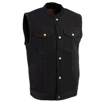 Men&#39;s Motorcycle Vest Classic Black Denim Club Style Vest DM2238 - $921.24 MXN+