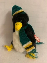 TY Beanie Baby Waddlesworth, 3rd Gen, Penguin, PVC, Green Bay Packers Fa... - $19.79