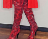 Luxury Italian Patent Deep Red Leather High Heel Over the Knee Boots Lor... - $1,633.70