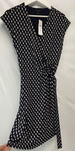 Ann Taylor Career Casual Wrap Dress Navy Blue Geo Lined Tan White NEW 2 - $59.37