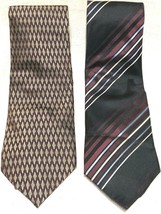 2 Dockers Ties Silk Neck Tie Necktie Black Stripe Red Brown Diamond - £3.72 GBP