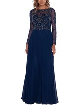 XSCAPE Embellished Chiffon Ball Gown Navy Size 12 $279 - £123.42 GBP