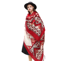 Anyyou 100% Merino Wool Garnet Silk Satin Large Winter Scarf Pashmina Shawl - £67.95 GBP