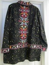 Denim &amp; Co Western Style Jacket Coat Top Cotton Embroidered Black L NWOT - £26.71 GBP