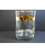 Clear double rocks or old fashioned glass wide gold band &amp; rim 12 oz - £10.11 GBP