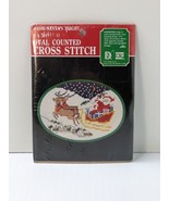 Vtg 1986 Designs Needle Santa&#39;s Flight Oval Counted Cross Stitch Kit Chr... - £11.59 GBP