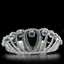 LO2108 - Imitation Rhodium Brass Tiaras & Hair Clip with Top Grade Crystal  in C - $130.43 CAD