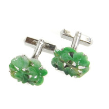Jadeite Jade Stone cuffs metallic  - $102.05