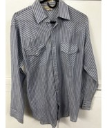 Timber Run Western Shirt Mens M Blue Striped Snap Front Long Sleeve Cowboy - $20.23 CAD