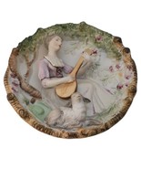 Vtg 3-D Handpainted Colonial Man &amp; Woman Ceramic/Porcelain Bisque Wall P... - £40.26 GBP