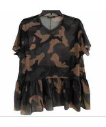 Zara sheer mesh camo camouflage babydoll top coverup - $38.04