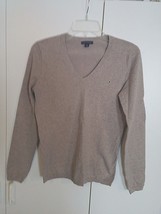 Tommy Hilfiger Ladies Ls Brown Stretch V-NECK Pullover SWEATER-S-BARELY Worn - £4.73 GBP