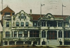 1910 Toledo Yacht Club Toledo Ohio Vintage Postcard Flags Street Front View - £14.41 GBP