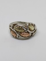 Vintage Sterling Silver 925 &amp; 12k Gold Black Hills Leaf Ring Size 5.75 - £39.14 GBP