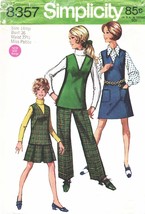 Miss Petite Jumper, Skirt &amp; Pants Vintage 1969 Simplicity Pattern 8357 S... - $12.00
