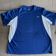 CHAMPION Men&#39;s XL DuoDry Athletic Running Shirt Blue w/ White Sides Short Sleeve - £7.66 GBP