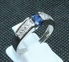 Silber Blauer Saphir Band 5x7 MM Oval 1 CT Natürlich Blau Saphir Ring Herren - £30.49 GBP