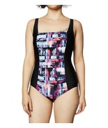 Calvin Klein Slimming One Piece Swimsuit Size 10 Multi Monet Ruched Plea... - $23.75