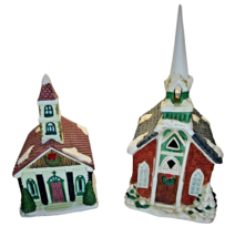 Vintage Village Church Christmas Decorations Lot of 2 Kitschy Indoor Decor - $746.36 MXN