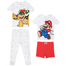 Super Mario Bros. Mario and Bowser 4-Piece Toddler Boys Pajama Set Multi-Color - £22.00 GBP