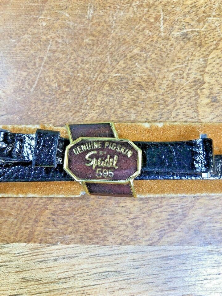 Primary image for Vintage Speidel (NIB) Black & Silver Watch Band (9.5mm or 3/8")(K6979)