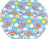 Round Unicorn Blanket - Soft &amp; Cozy Flannel Throw - Ice Cream, Rainbow 6... - £15.65 GBP