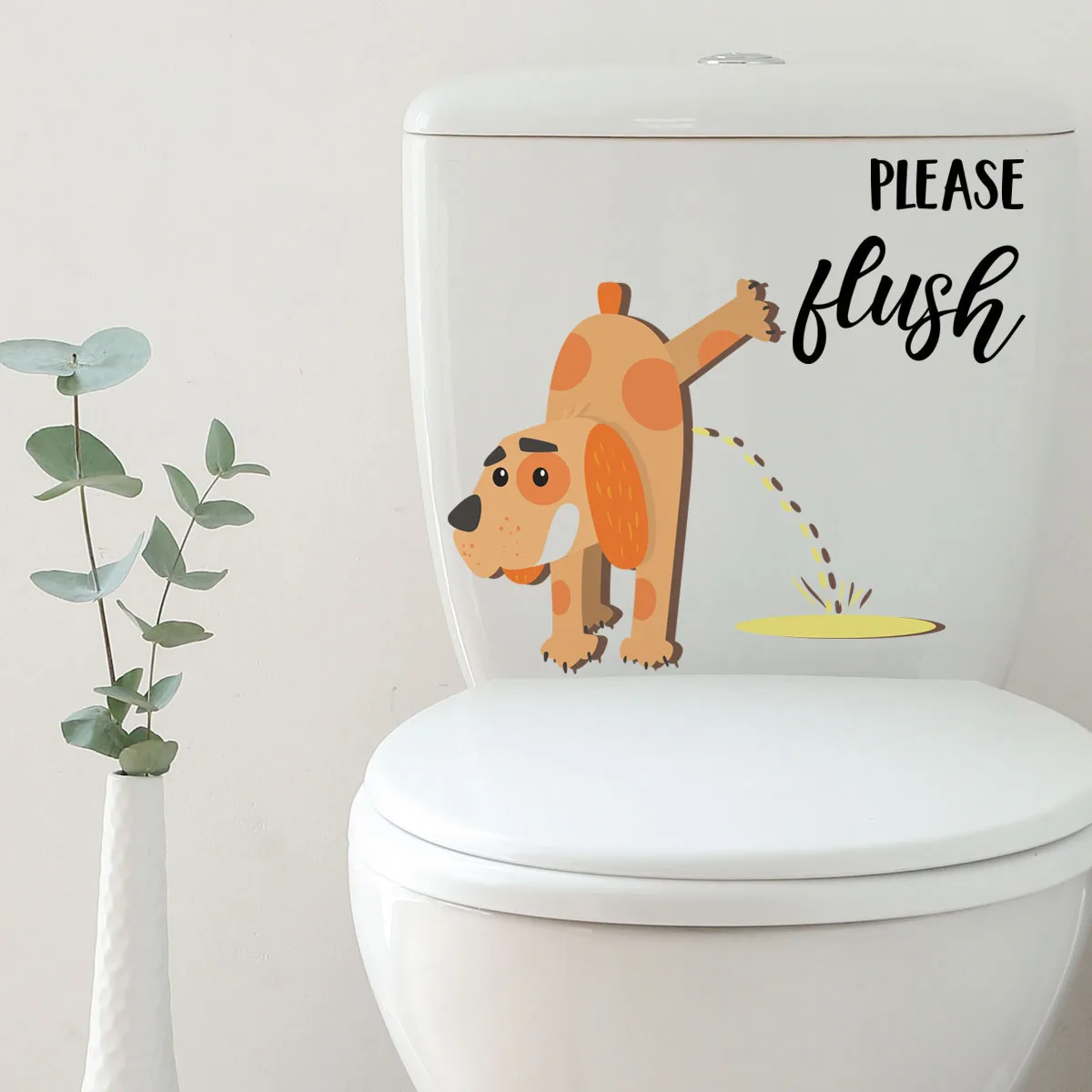 House Home TAet Stickers Funny Dog Flush Bathroom Wall Decor Waterproof PVC Hous - £19.98 GBP