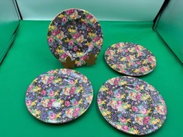 Set of 4 Royal Winton Grimwades HAZEL CHINTZ Bread Plates Vintage English - $119.99