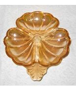 Vintage Jeanette Amber Glass Clover Doric Pattern Candy Relish Dish Irri... - €15,40 EUR