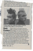 1982 Parade Article Early Punk Mohawk Hair Banned British School 6&quot; x 4&quot;... - $14.45