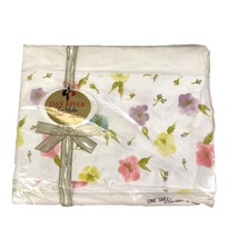 Vintage Dan River Double Fitted Sheet–White with Pink Floral NOS NIP Sha... - $18.05