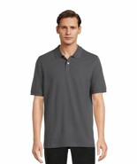 George Men&#39;s Pique Polo Shirt Short Sleeve Size MEDIUM Charcoal Sky NEW - $16.44