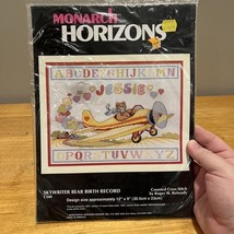 Sealed MONARCH HORIZONS Cross Stitch Kit Skywriter Bear Birth Record CS8... - $11.87