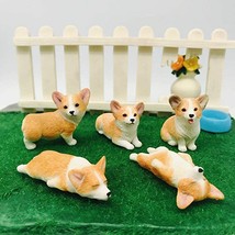 5-Pack Cute Hand-Made Painted Corgi Sculpture Figurine Toy Pet Dog Ornament - £15.65 GBP