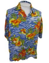 Davidson&#39;s Men Hawaiian camp shirt L pit to pit 26 aloha floral tropical luau - £14.69 GBP