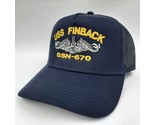 USS Finback SSN-670 Mesh Snapback Cap Hat Navy Blue Boat Submarine Embro... - $14.84