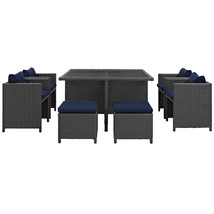 Sojourn 9 Piece Outdoor Patio Sunbrella Dining Set Canvas Navy EEI-1946-CHC-NAV- - £1,560.31 GBP