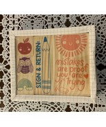 Rubber 5 Piece Stamp Set For Teacher Sign and Return Apple Owl Rainbow B... - £8.30 GBP